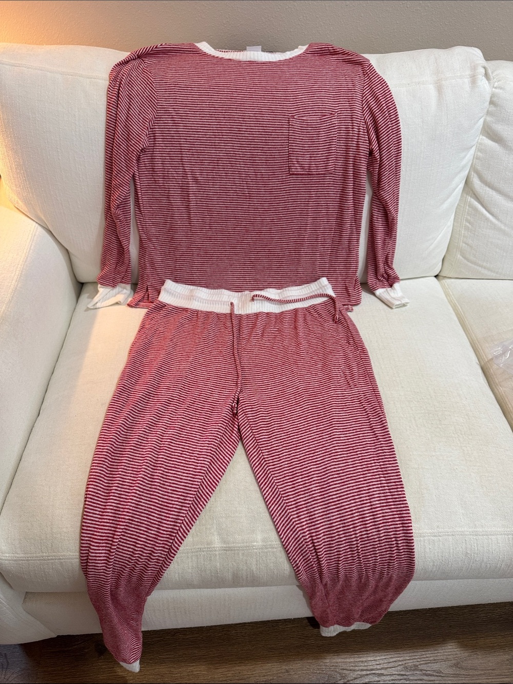 Women’s Stars Above Red & White Striped Loungewear Set Top Small Bottom Medium